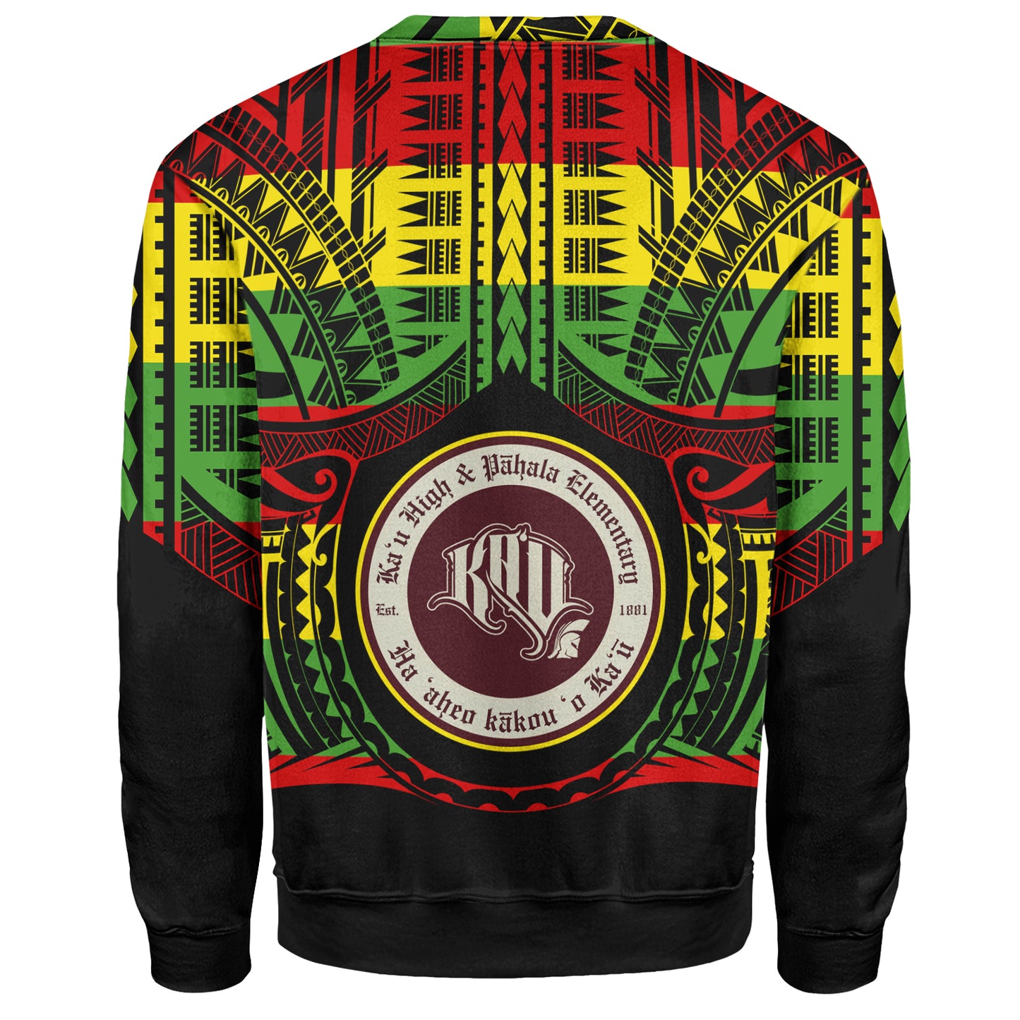 Hawaii Sweatshirt Kau High School And Pahala Elementary School Reggae Color Polynesian