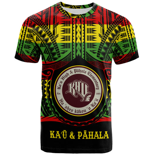Hawaii T-Shirt Kaʻū High & PÄhala Elementary School Reggae Color Polynesian