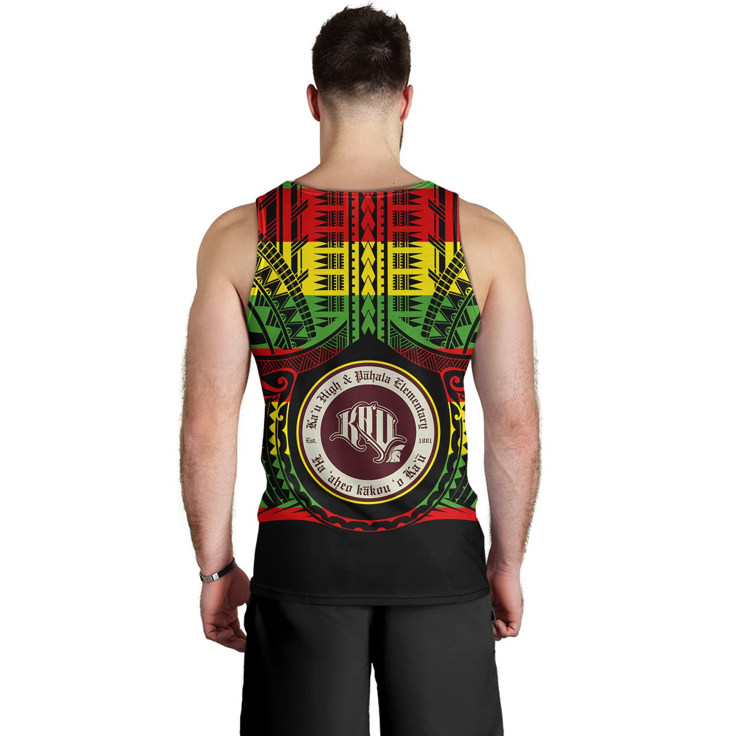 Hawaii Tank Top Kau High School & Pahala Elementary School Reggae Color Polynesian