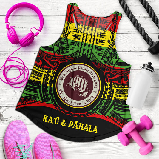Hawaii Women Tank Kaʻū High & PÄhala Elementary School Reggae Color Polynesian