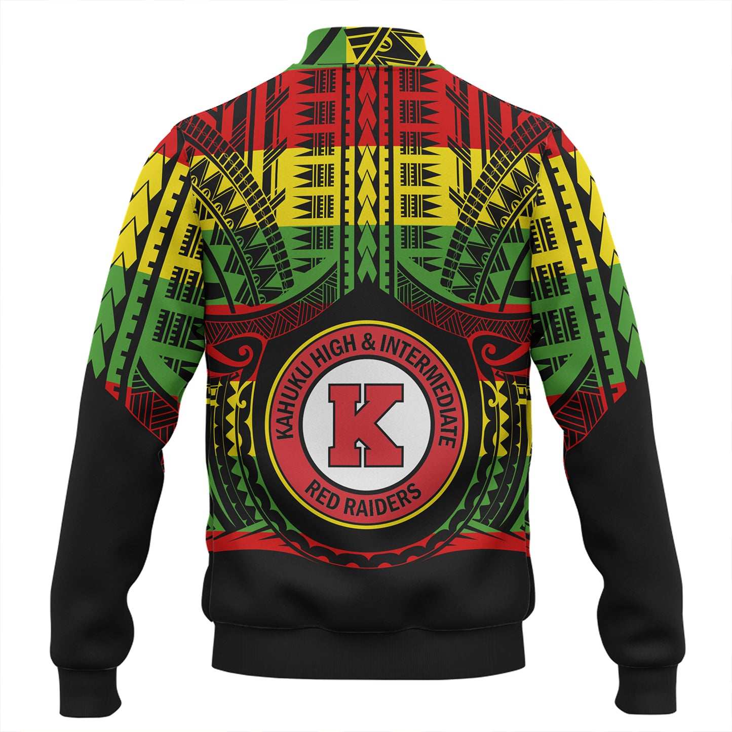 Hawaii Baseball Jacket Kahuku High & Intermediate School Reggae Color Polynesian