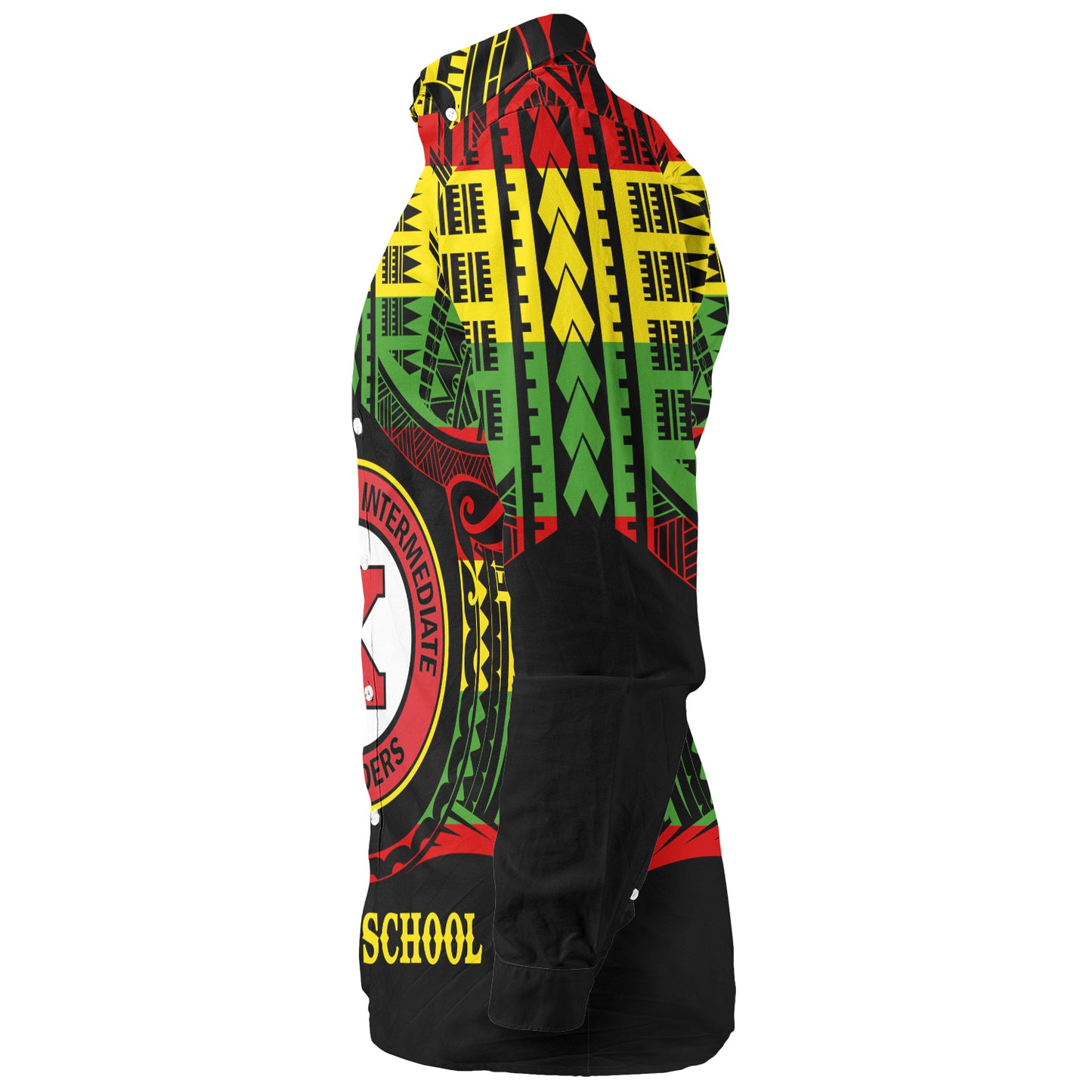 Hawaii Long Sleeve Shirt Kahuku High & Intermediate School Reggae Color Polynesian