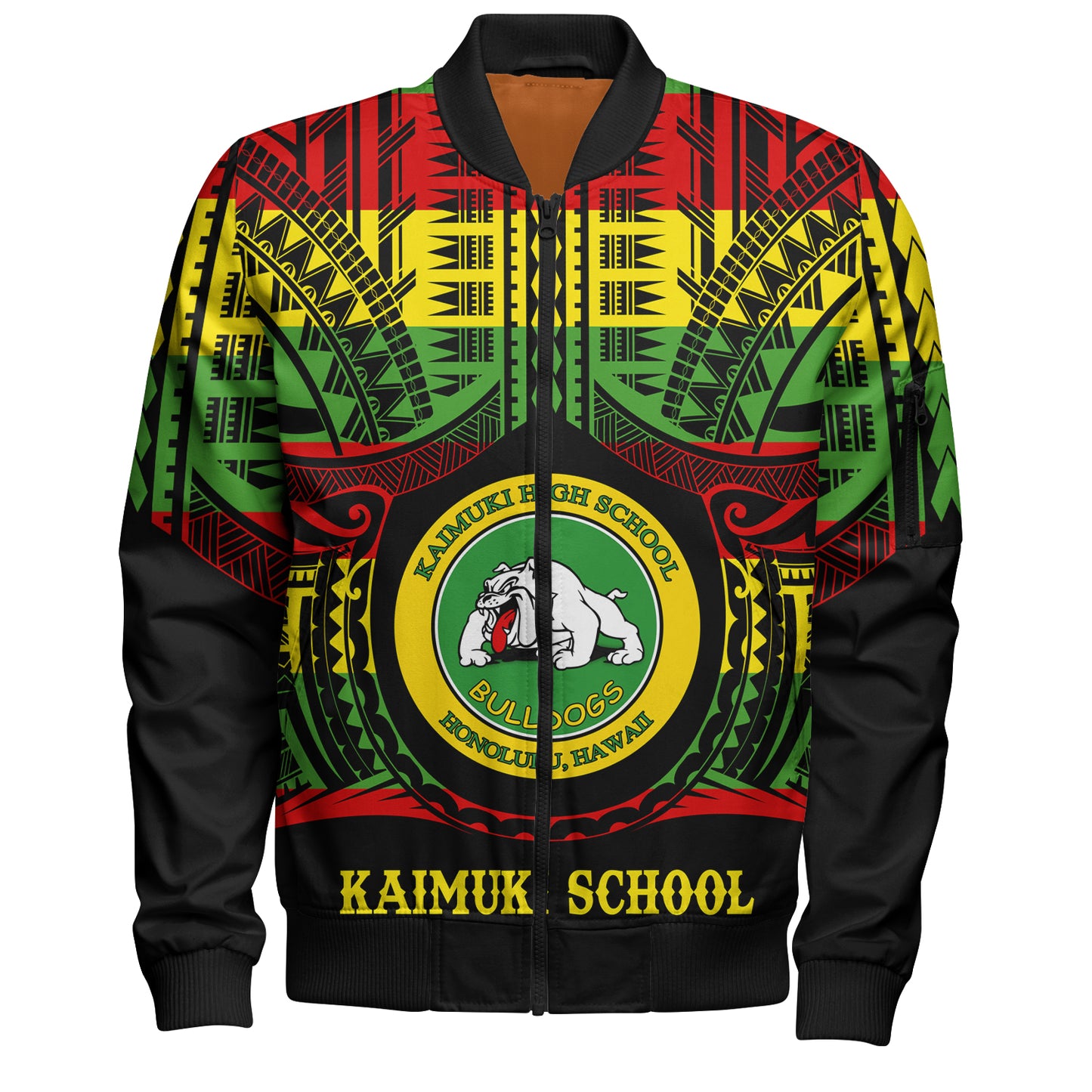 Hawaii Bomber Jacket Kaimuki High School Reggae Color Polynesian