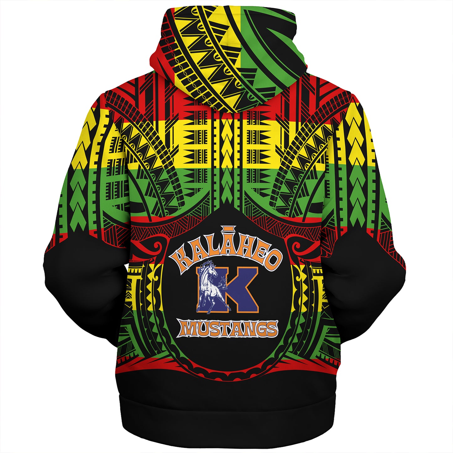 Hawaii Sherpa Hoodie Kalaheo High School Reggae Color Polynesian