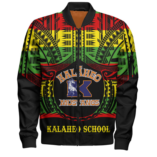 Hawaii Bomber Jacket Kalaheo High School Reggae Color Polynesian