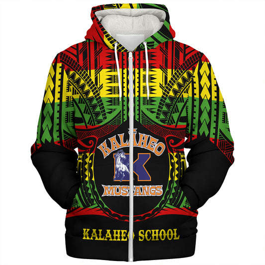 Hawaii Sherpa Hoodie Kalaheo High School Reggae Color Polynesian