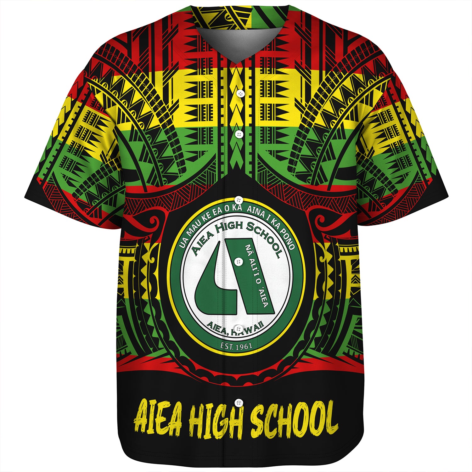 Hawaii Baseball Shirt Aiea High School Reggae Color Polynesian