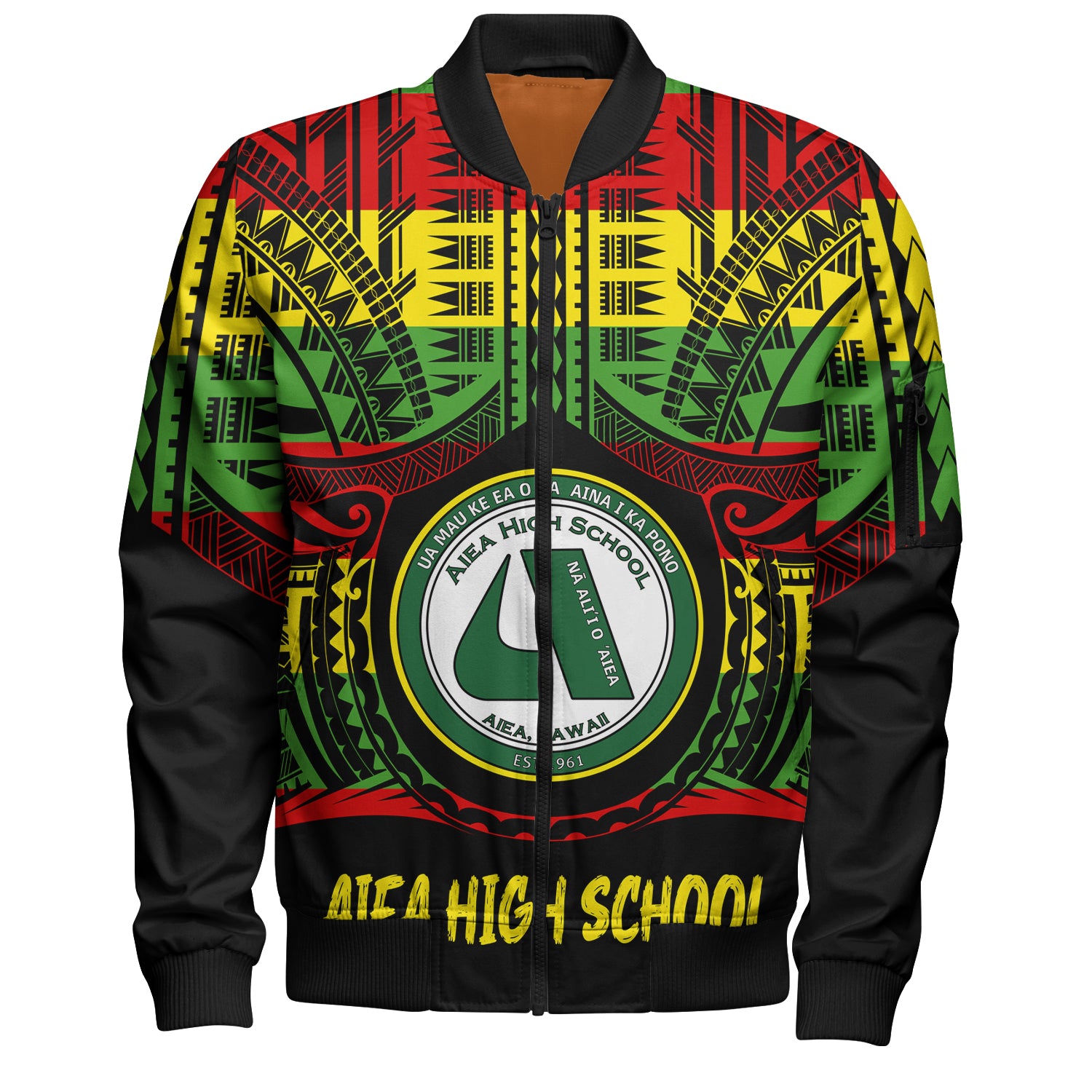 Hawaii Bomber Jacket Aiea High School Reggae Color Polynesian