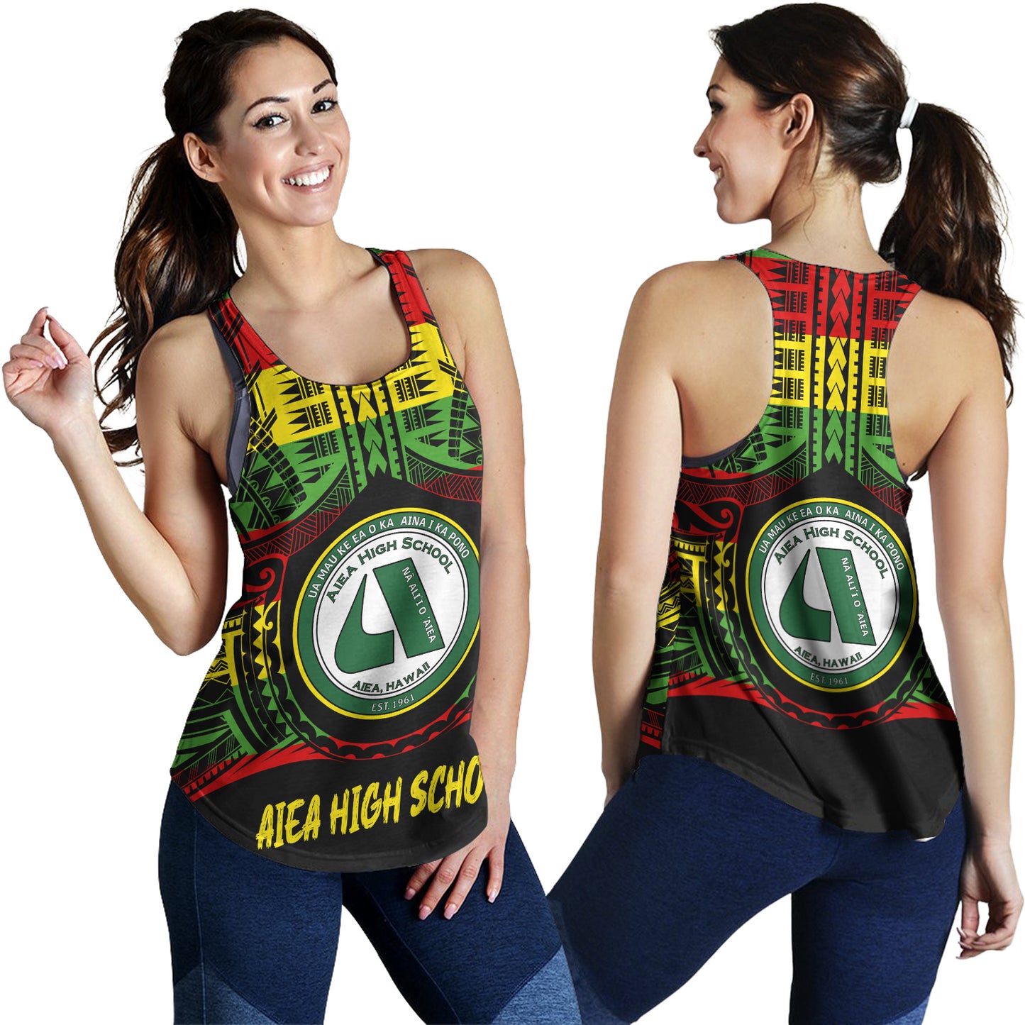 Hawaii Women Tank Aiea High School School Reggae Color Polynesian
