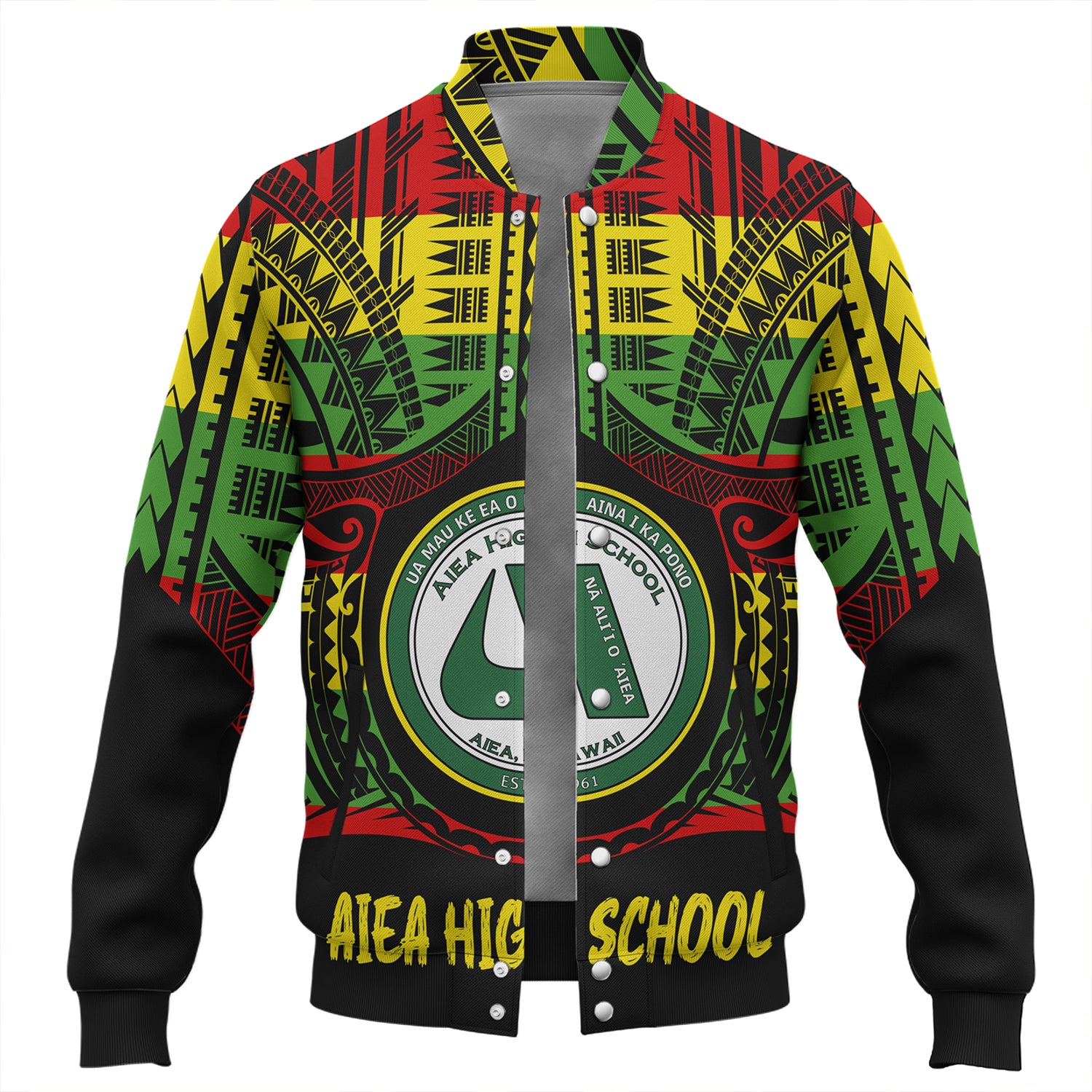 Hawaii Baseball Jacket Aiea High School Reggae Color Polynesian