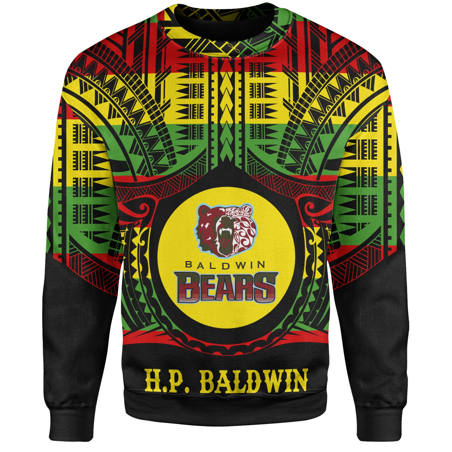 Hawaii Sweatshirt Henry Perrine Baldwin High School Reggae Color Polynesian
