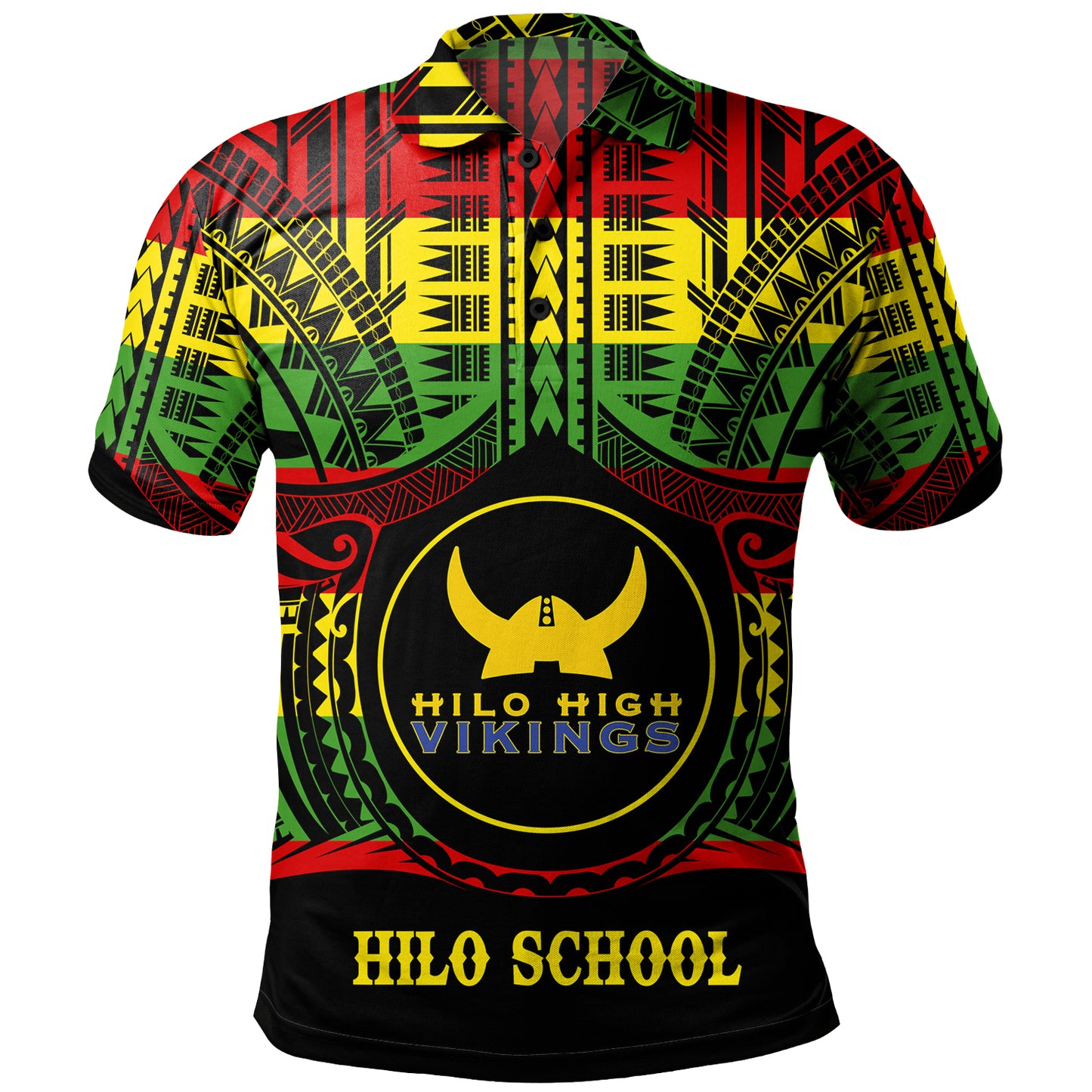 Hawaii Polo Shirt Hilo High School Reggae Color Polynesian