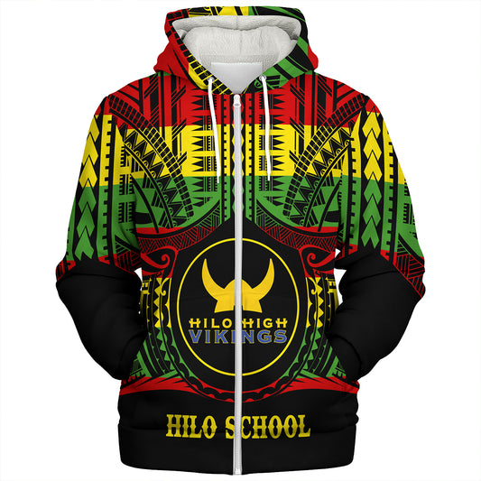 Hawaii Sherpa Hoodie Hilo High School Reggae Color Polynesian