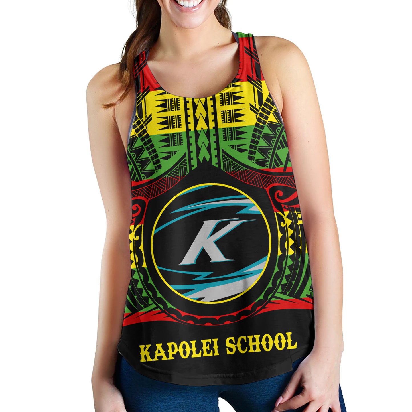 Hawaii Women Tank Kapolei High School Reggae Color Polynesian