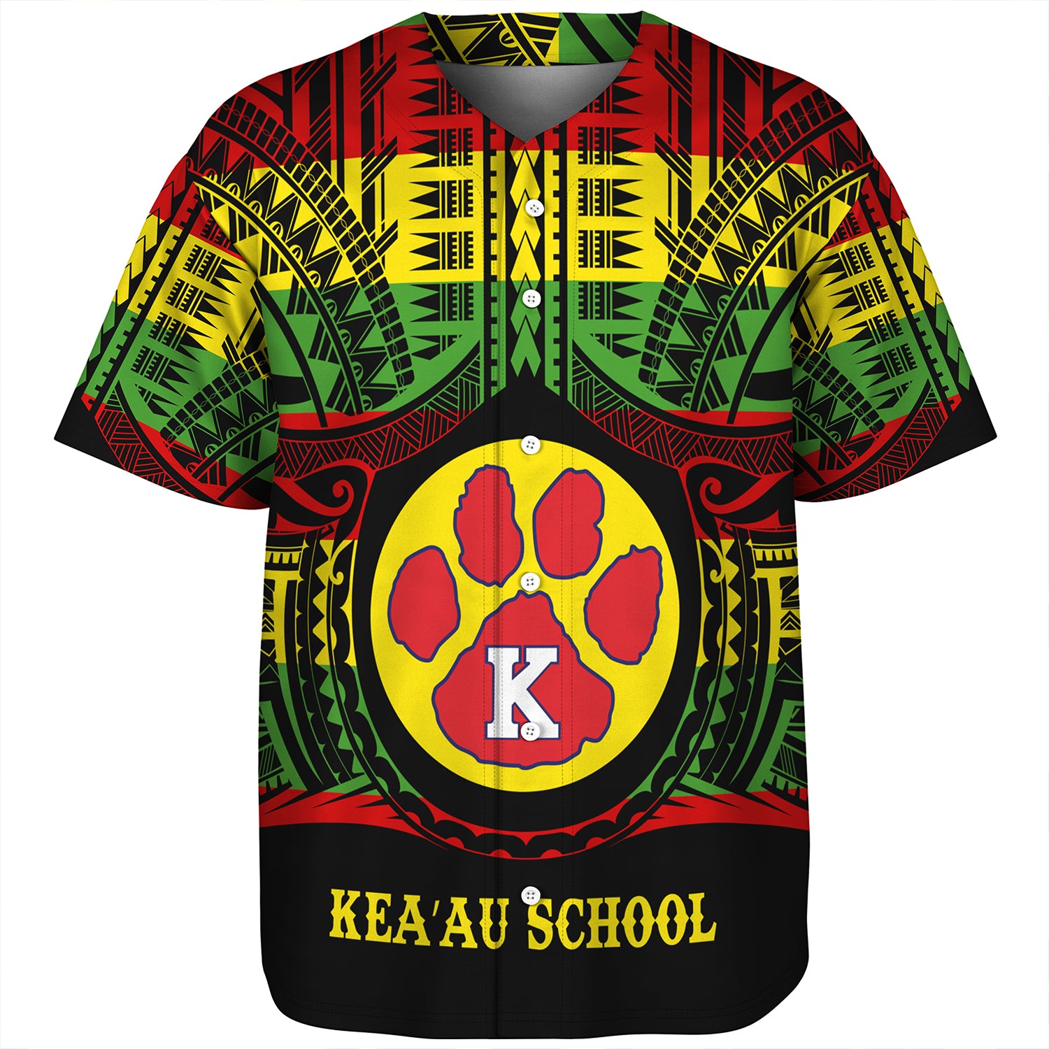 Hawaii Baseball Shirt Keaau High School Reggae Color Polynesian