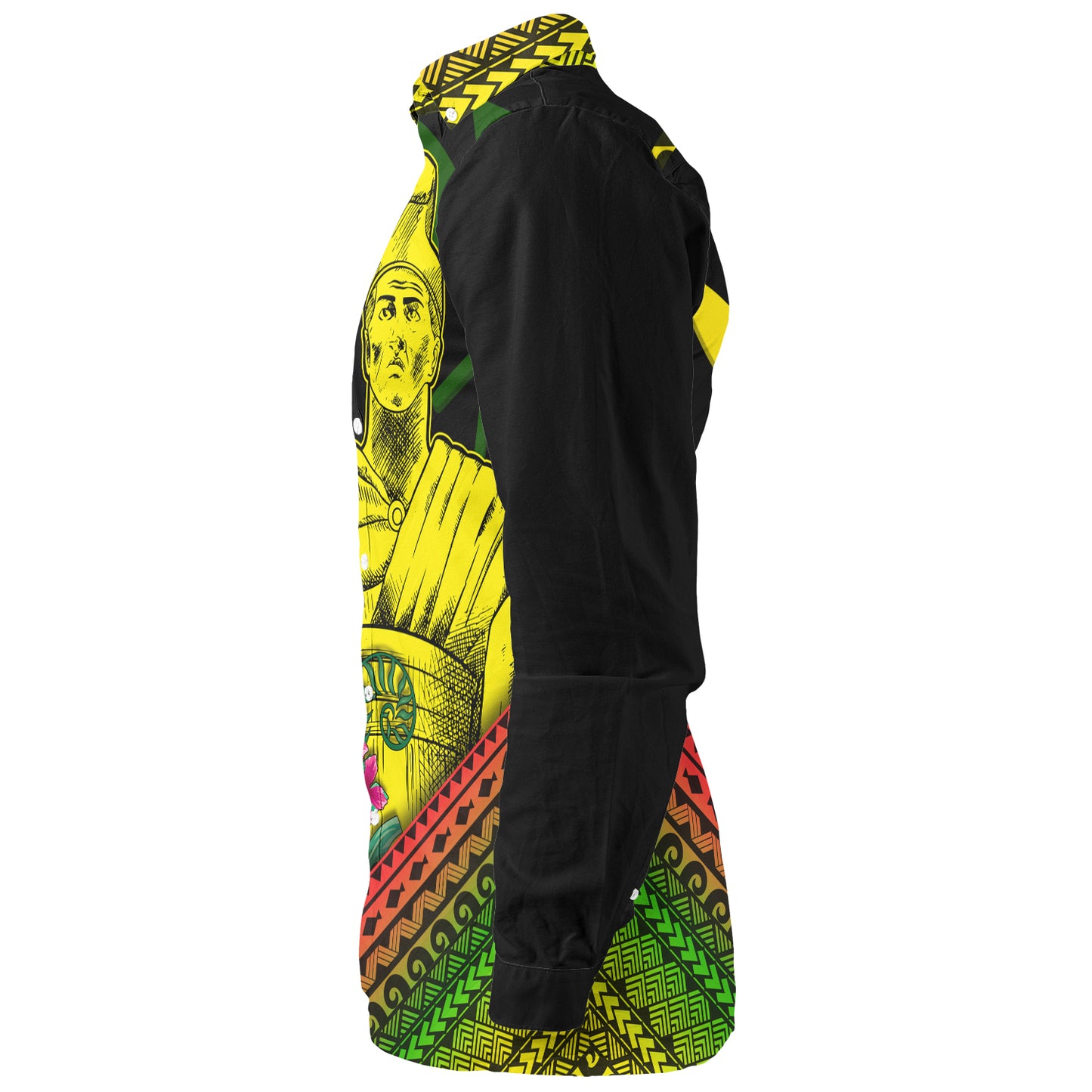 Hawaii Long Sleeve Shirt King Kamekameha Tropical Flowers Hawaii Polynesian