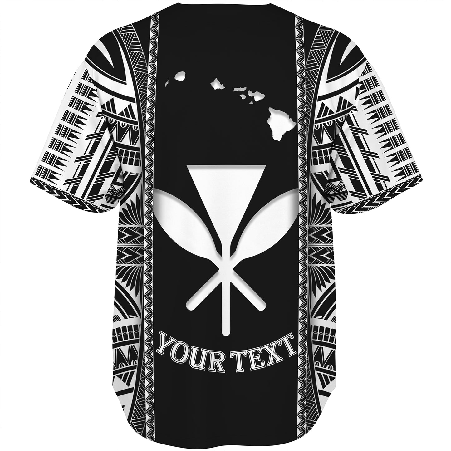 Hawaii Custom Personalised Baseball Shirt King Kamekameha Black and White Polynesian