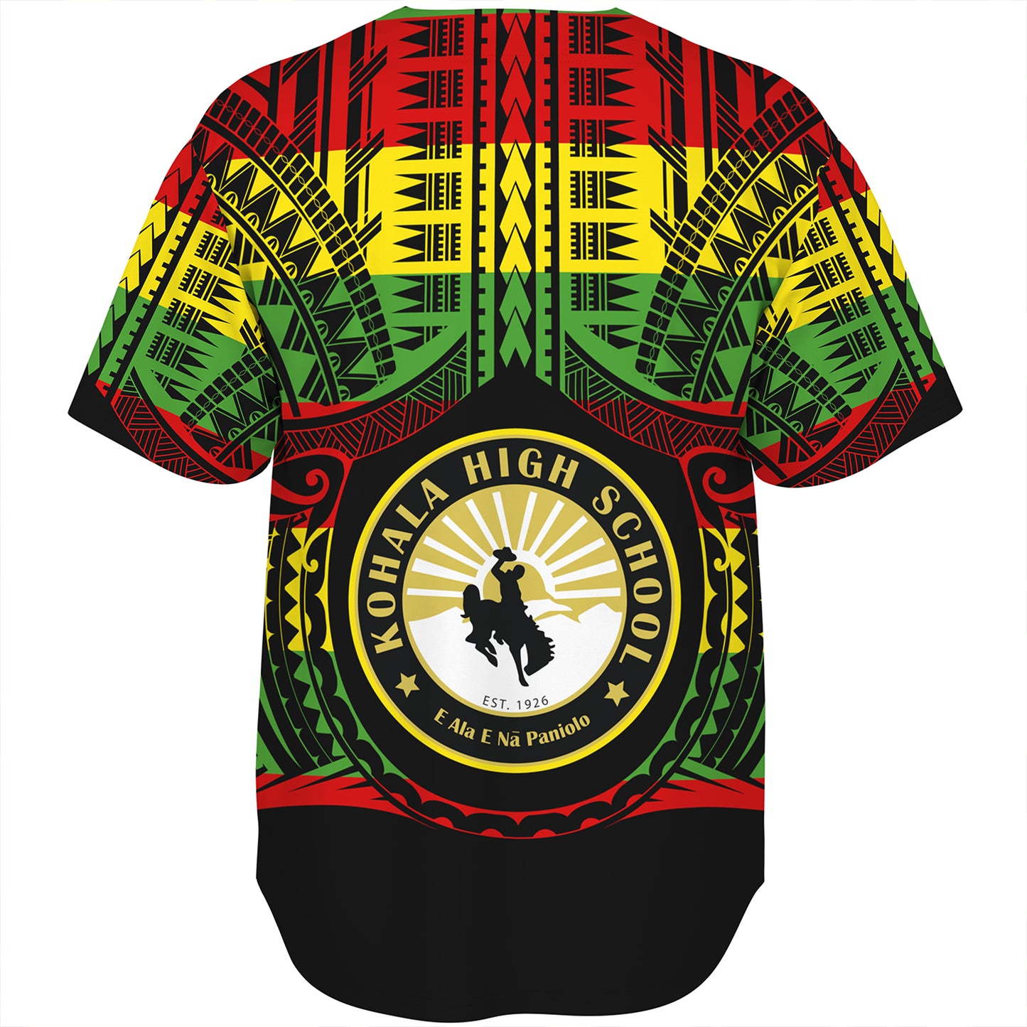 Hawaii Baseball Shirt Kohala High School Reggae Color Polynesian