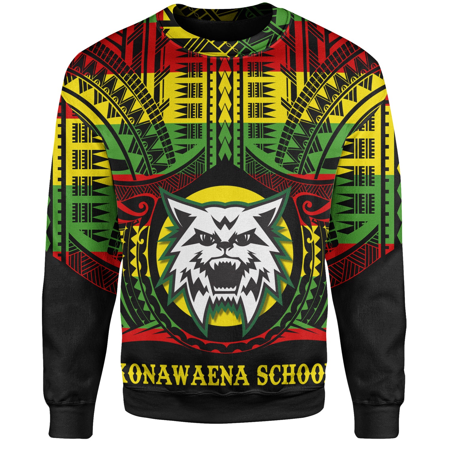 Hawaii Sweatshirt Konawaena High School Reggae Color Polynesian