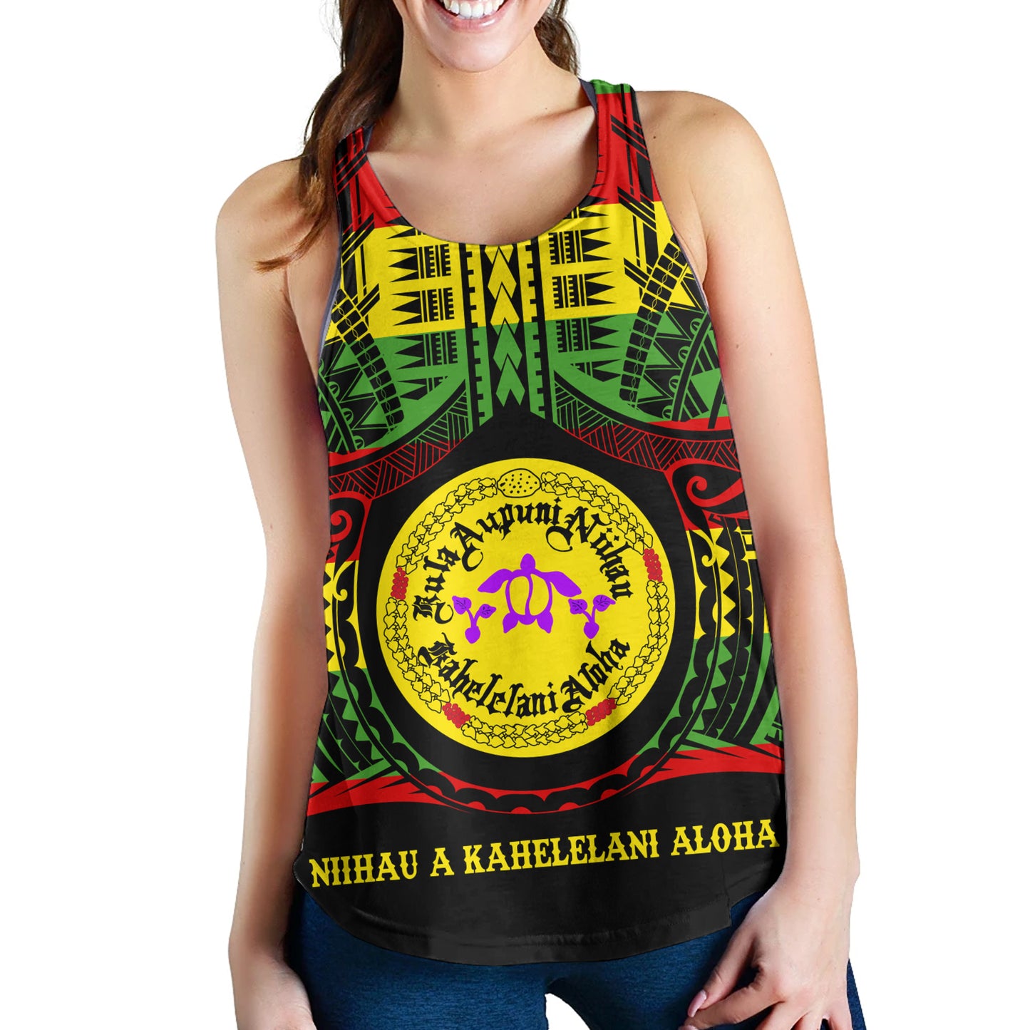 Hawaii Women Tank Kula Aupuni Niihau A Kahelelani Aloha Reggae Color Polynesian