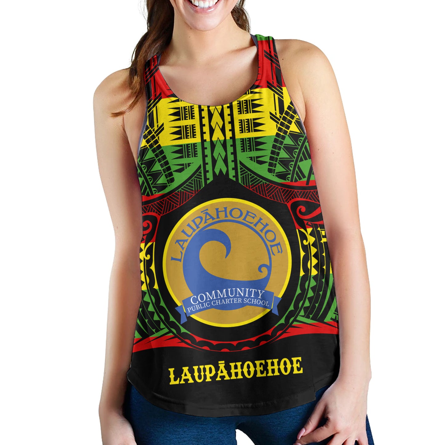 Hawaii Women Tank Laupahoehoe Community Public Charter School Reggae Color Polynesian