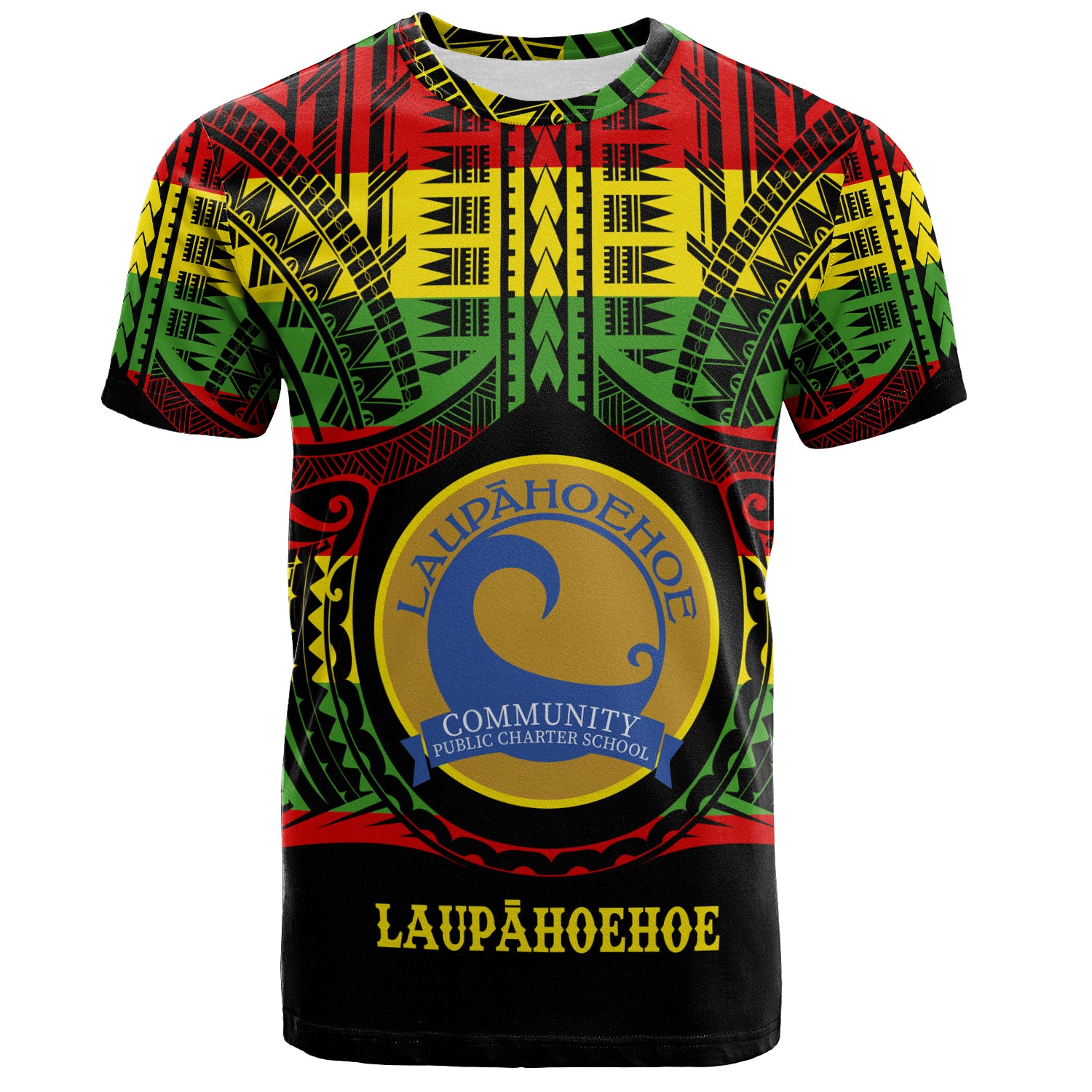 Hawaii T-Shirt LaupÄhoehoe Community Public Charter School Reggae Color Polynesian