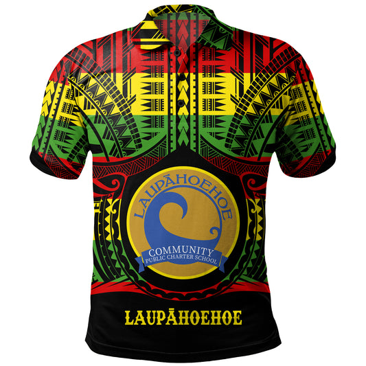 Hawaii Polo Shirt Laupahoehoe Community Public Charter School Reggae Color Polynesian