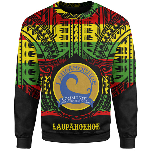 Hawaii Sweatshirt LaupÄhoehoe Community Public Charter School Reggae Color Polynesian