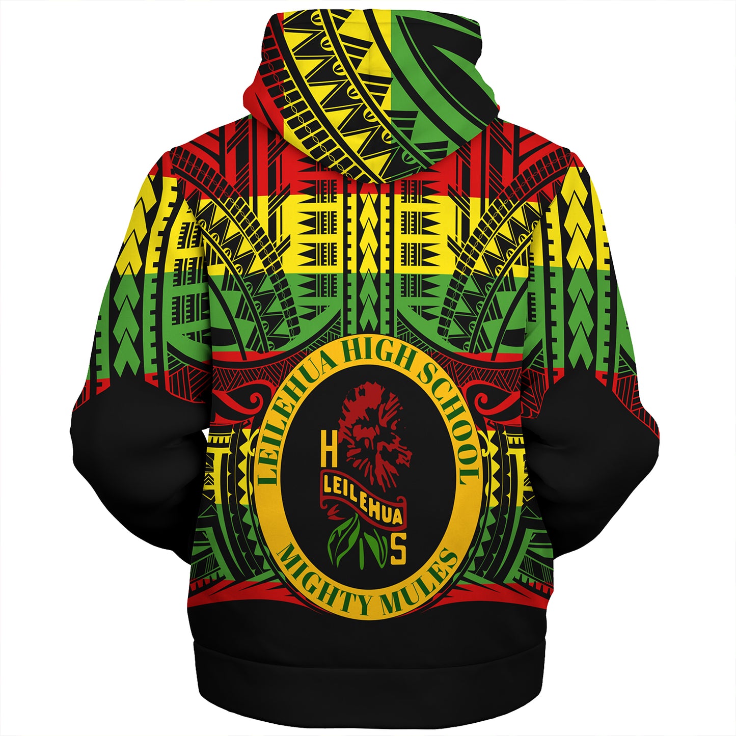 Hawaii Sherpa Hoodie Leilehua High School Reggae Color Polynesian