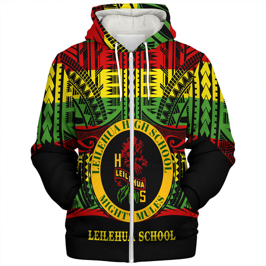 Hawaii Sherpa Hoodie Leilehua High School Reggae Color Polynesian