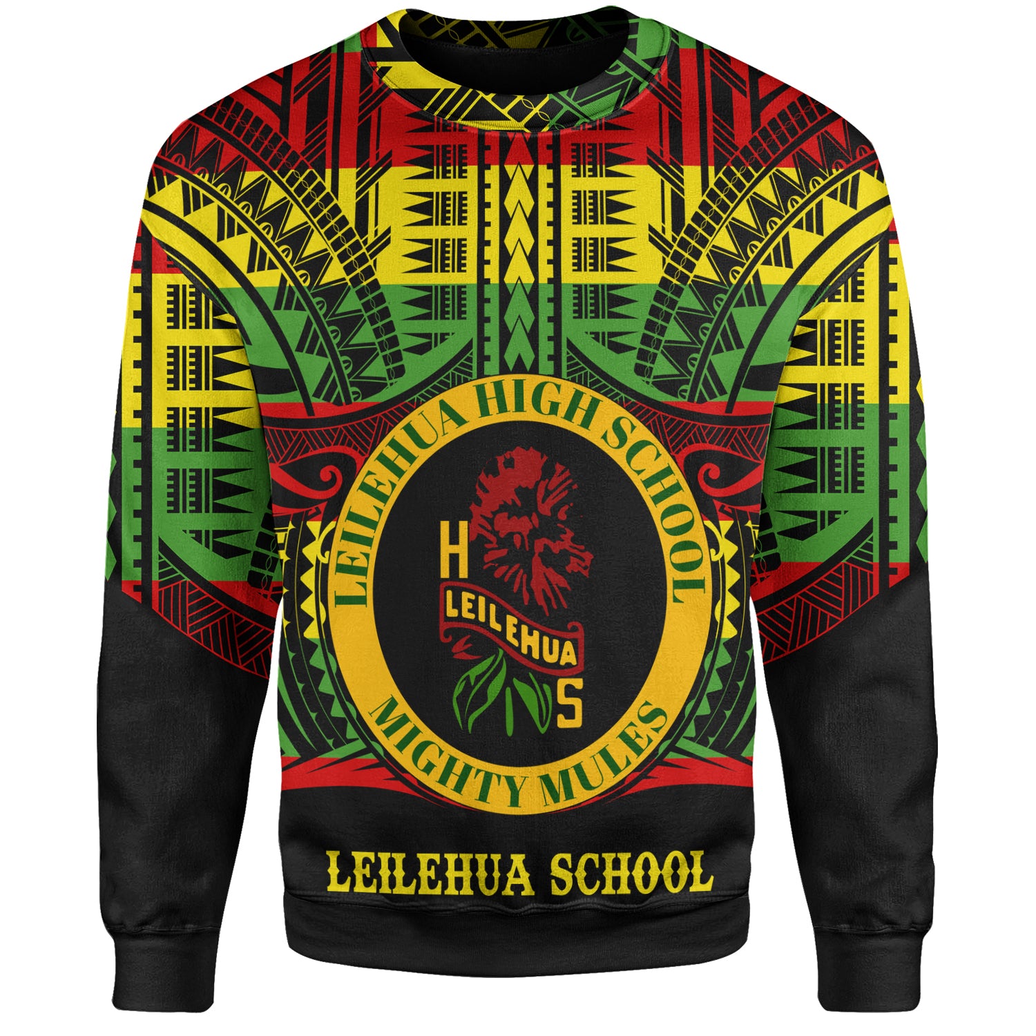 Hawaii Sweatshirt Leilehua High School Reggae Color Polynesian