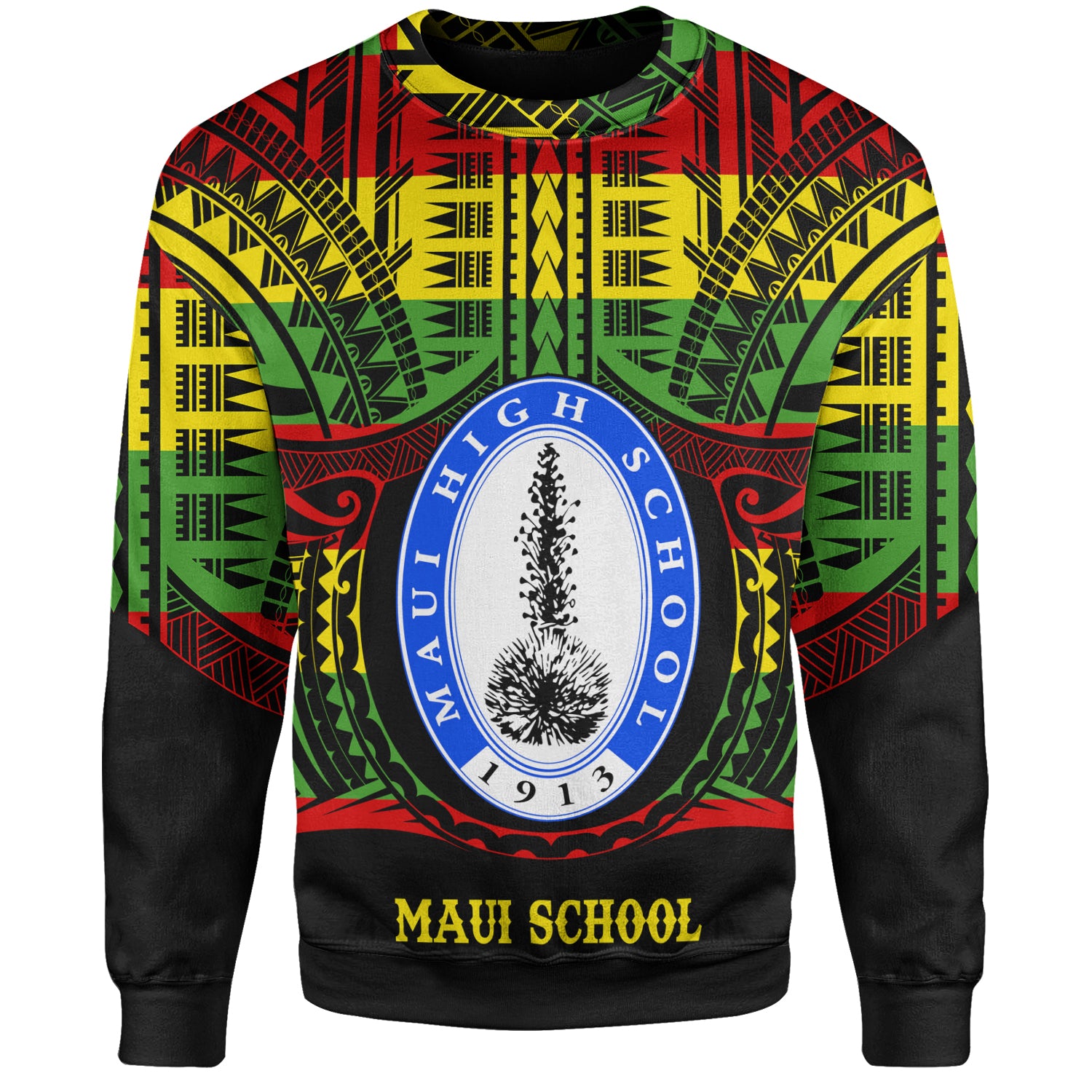Hawaii Sweatshirt Maui High School Reggae Color Polynesian
