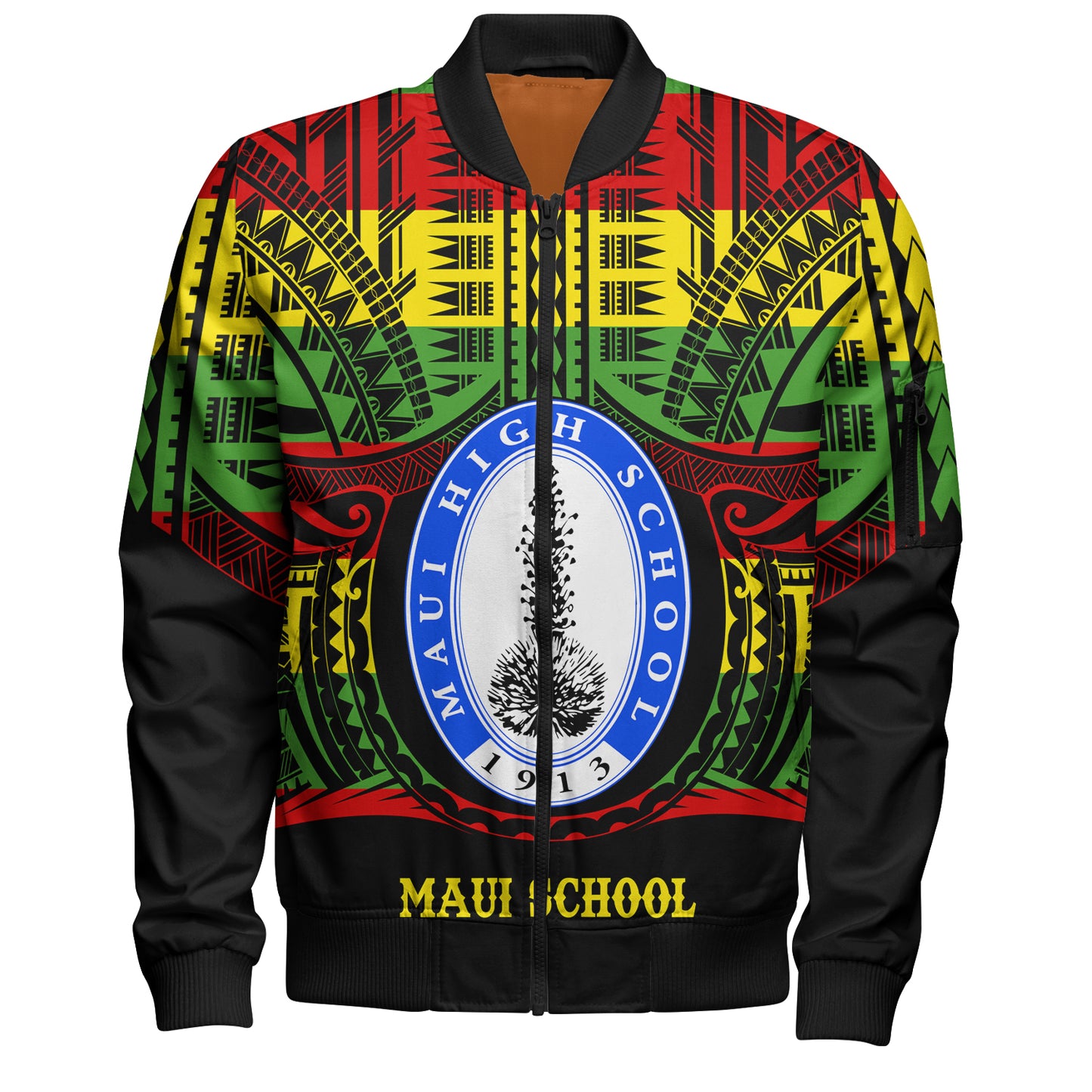 Hawaii Bomber Jacket Maui High School Reggae Color Polynesian