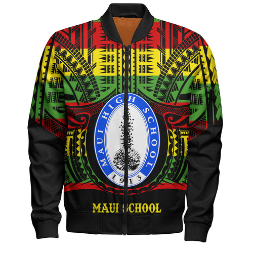 Hawaii Bomber Jacket Maui High School Reggae Color Polynesian