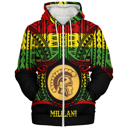 Hawaii Sherpa Hoodie Mililani High School Reggae Color Polynesian