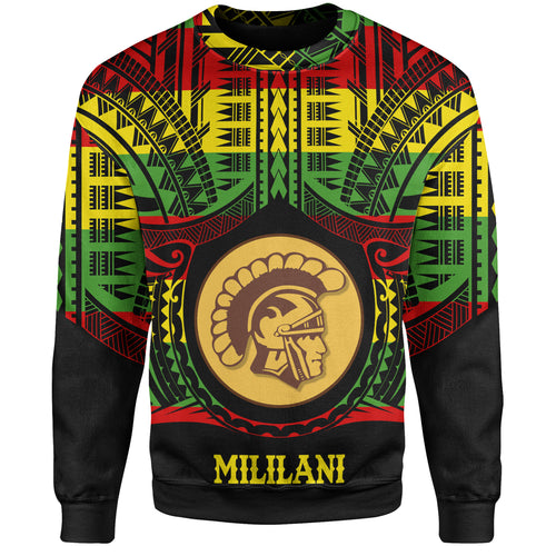 Hawaii Sweatshirt Mililani High School Reggae Color Polynesian