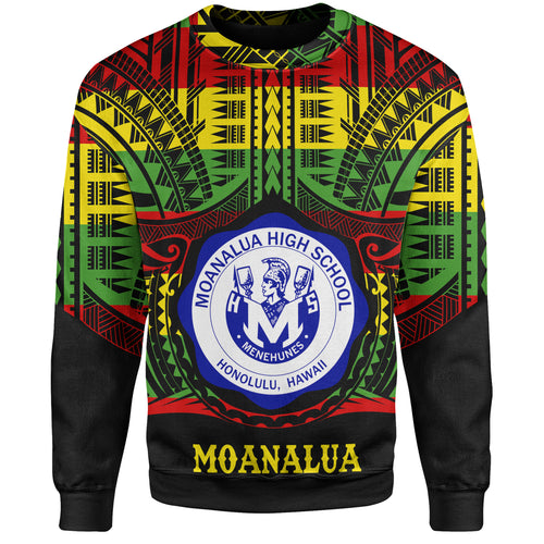 Hawaii Sweatshirt Moanalua High School Reggae Color Polynesian