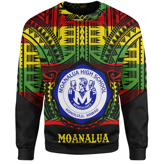 Hawaii Sweatshirt Moanalua High School Reggae Color Polynesian