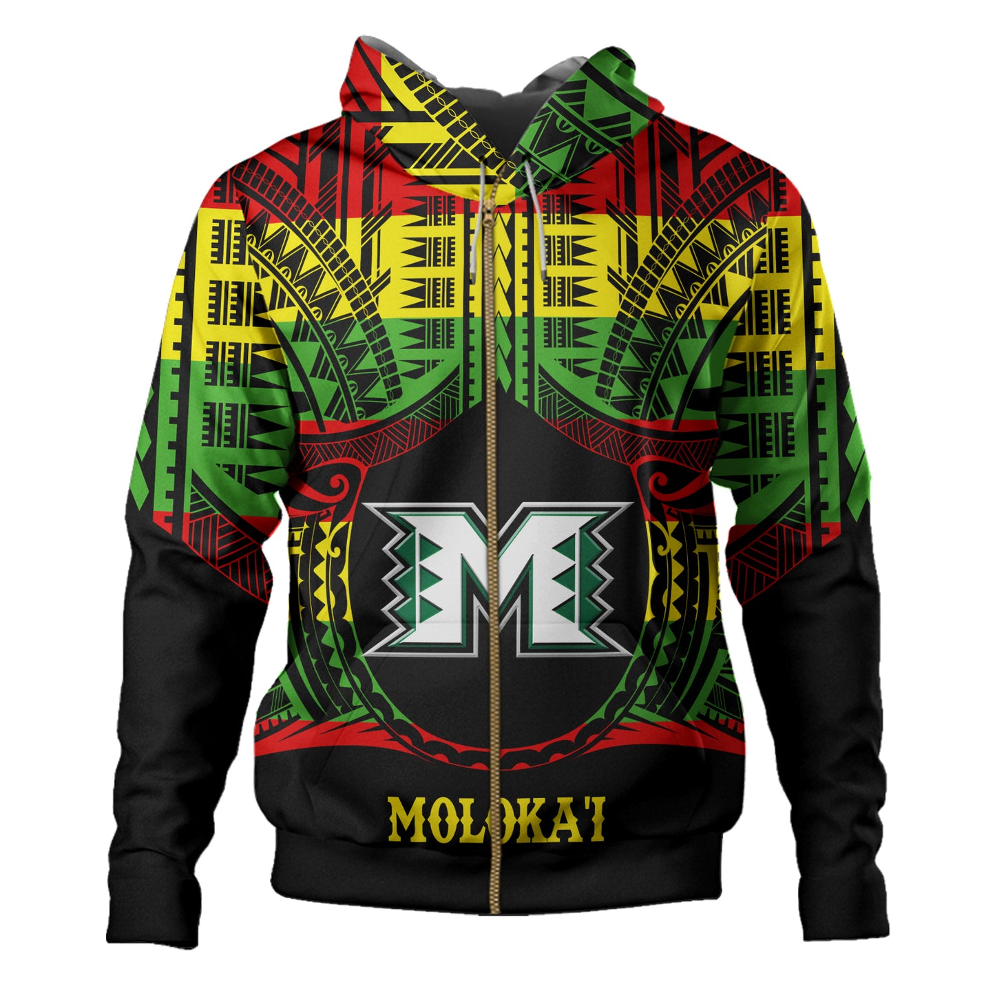 Hawaii Hoodie Moloka'i High School Reggae Color Polynesian