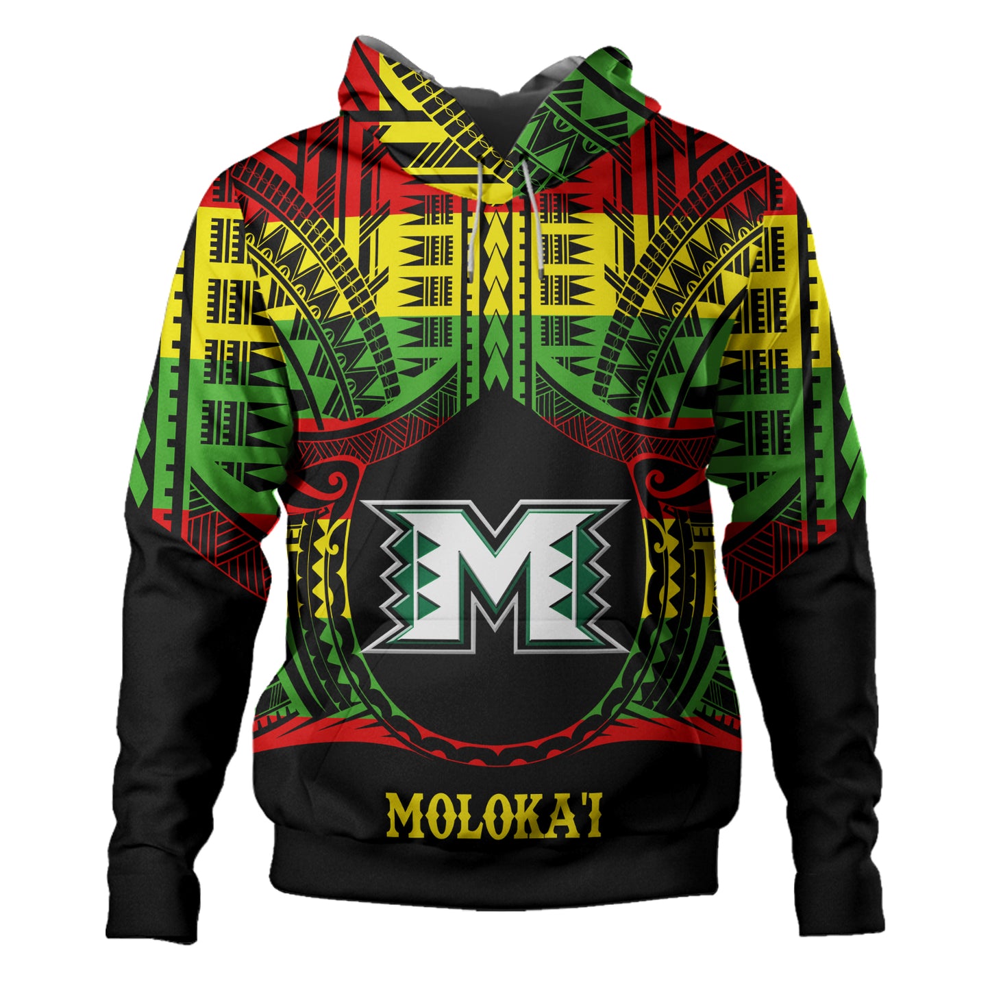 Hawaii Hoodie Moloka'i High School Reggae Color Polynesian