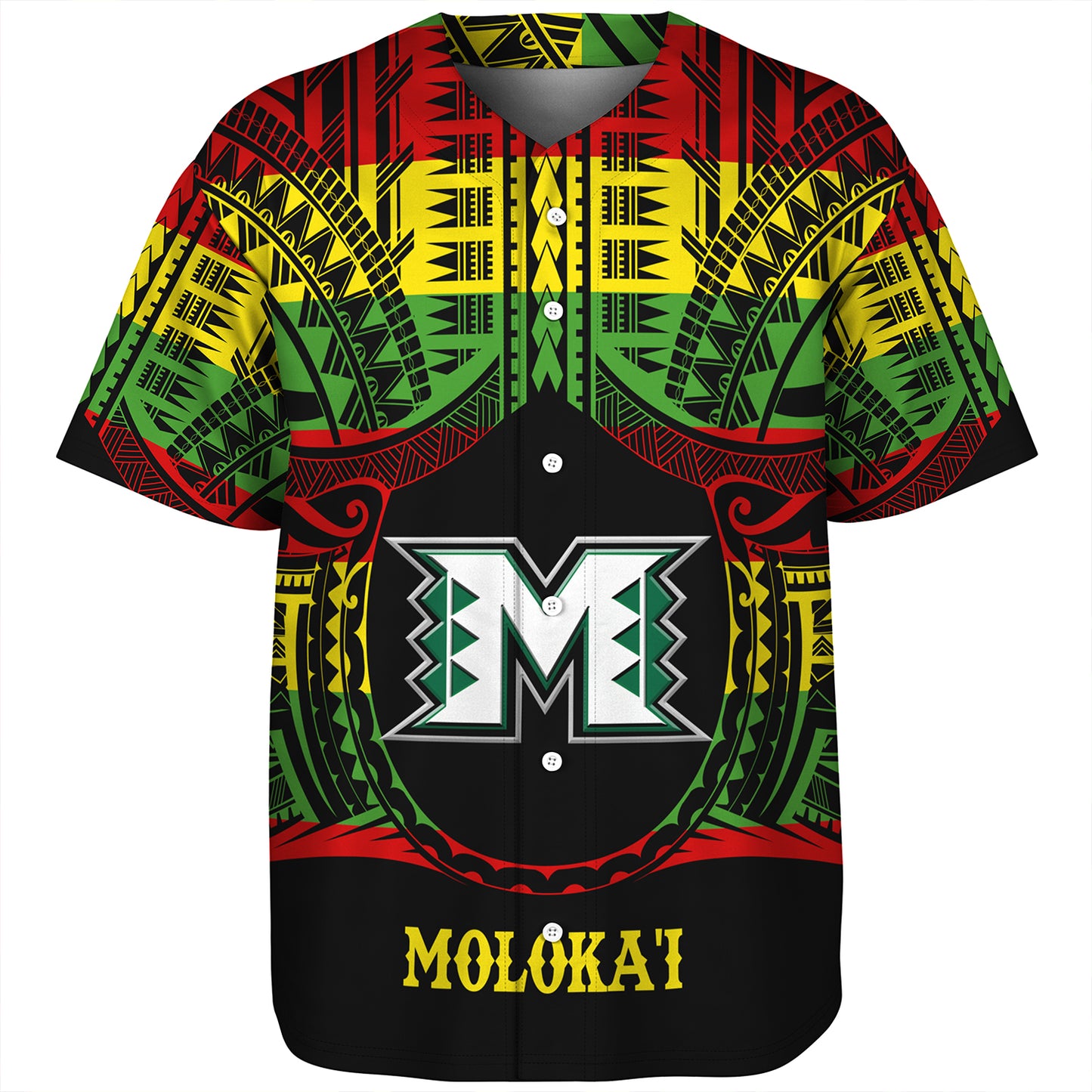 Hawaii Baseball Shirt Moloka'i High School Reggae Color Polynesian
