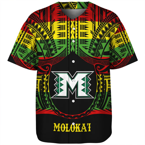 Hawaii Baseball Shirt Moloka'i High School Reggae Color Polynesian