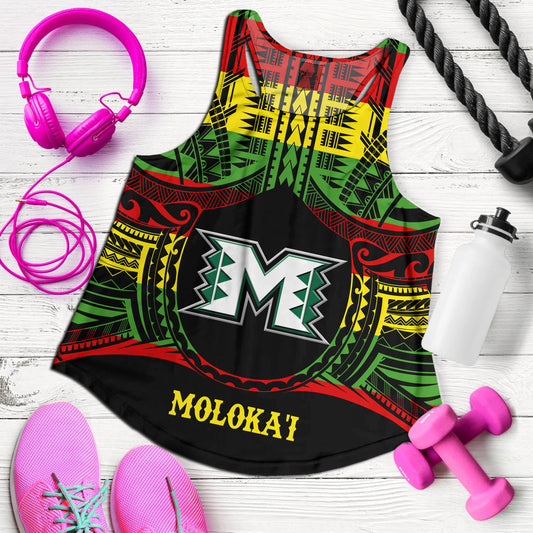 Hawaii Women Tank Moloka'i High School Reggae Color Polynesian