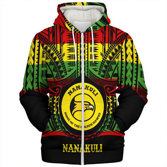 Hawaii Sherpa Hoodie Nanakuli High and Intermediate School Reggae Color Polynesian