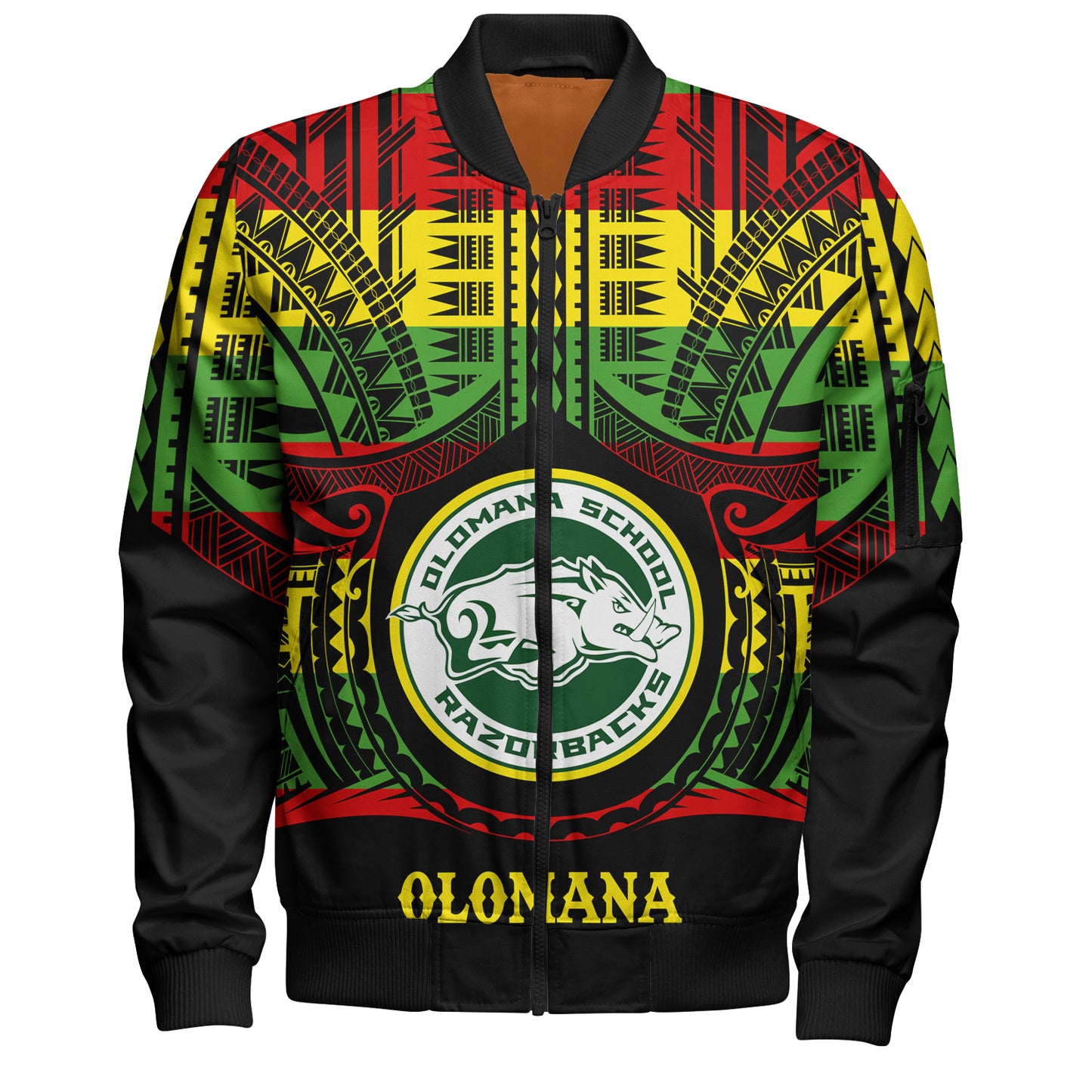 Hawaii Bomber Jacket Olomana High School Reggae Color Polynesian