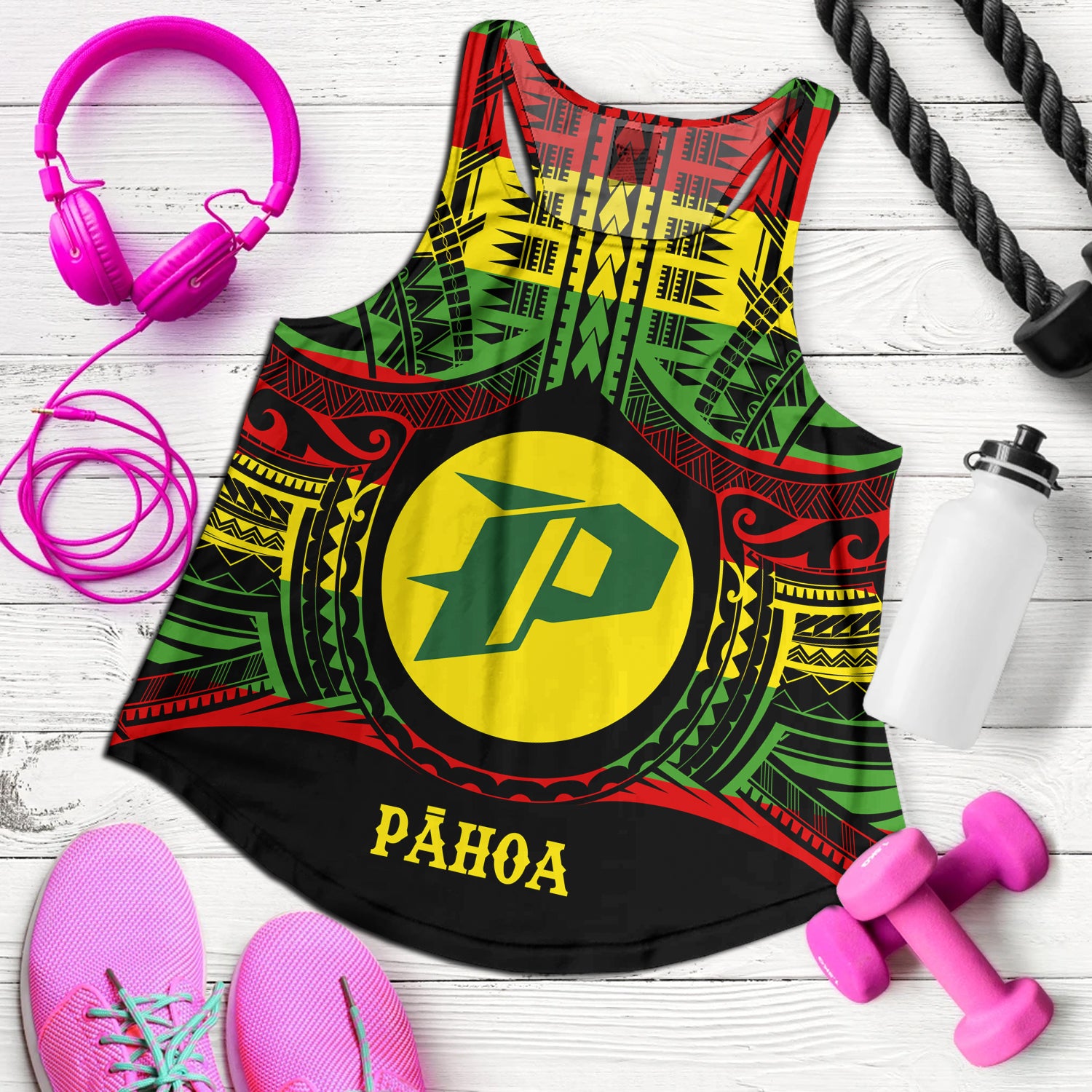 Hawaii Women Tank PÄhoa High & Intermediate Shool Reggae Color Polynesian