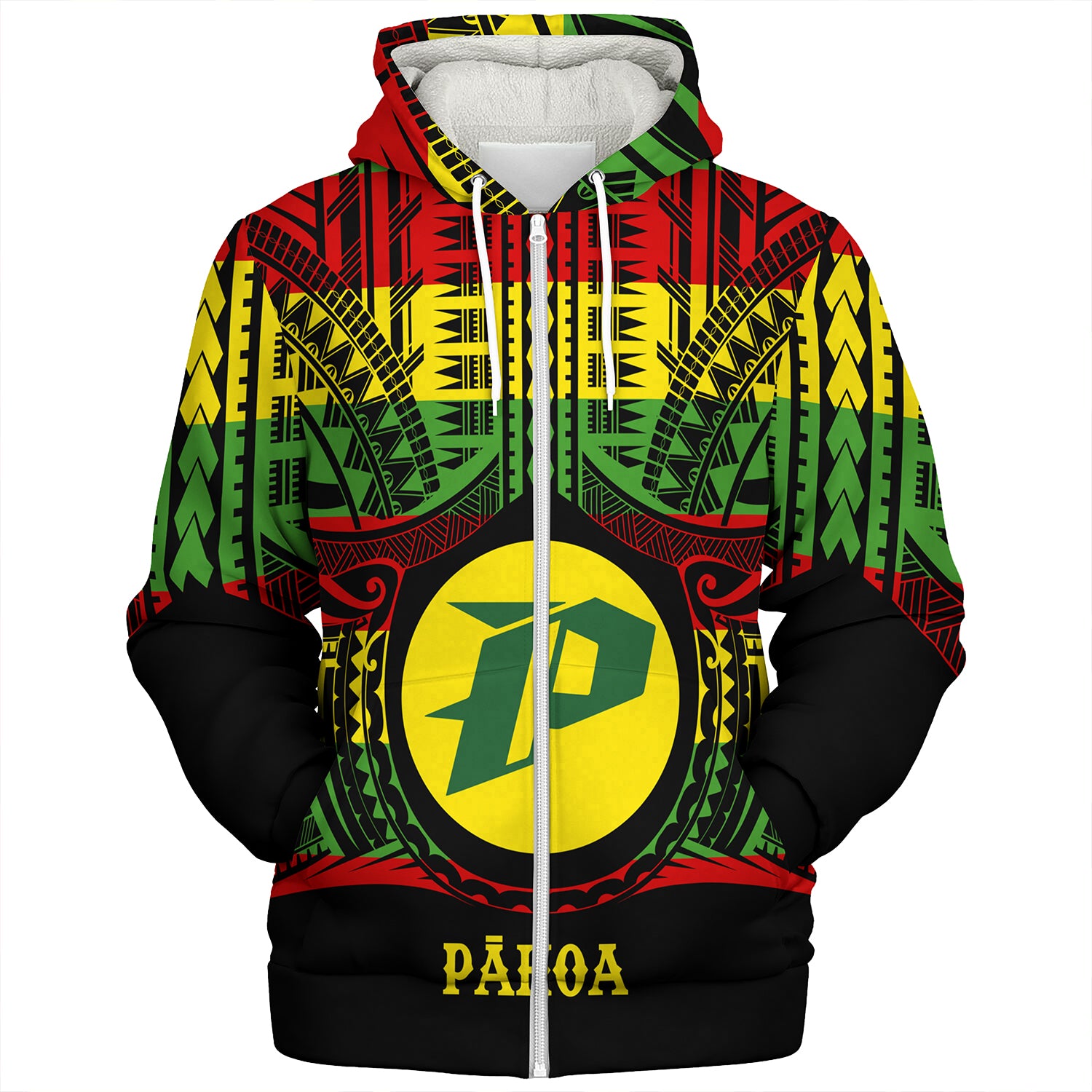 Hawaii Sherpa Hoodie PÄhoa High & Intermediate Shool Reggae Color Polynesian