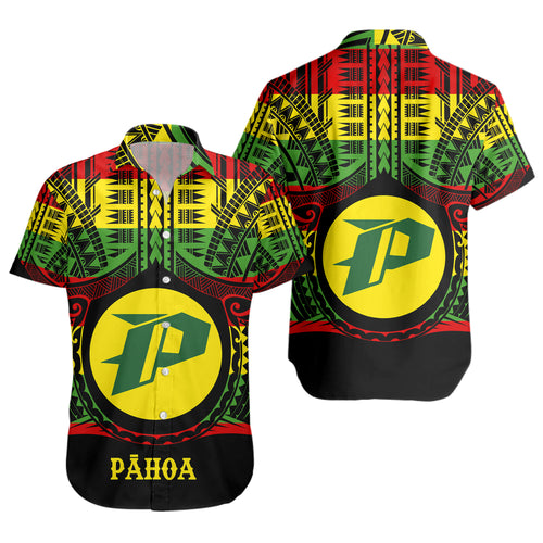 Hawaii Short Sleeve Shirt PÄhoa High & Intermediate Shool Reggae Color Polynesian