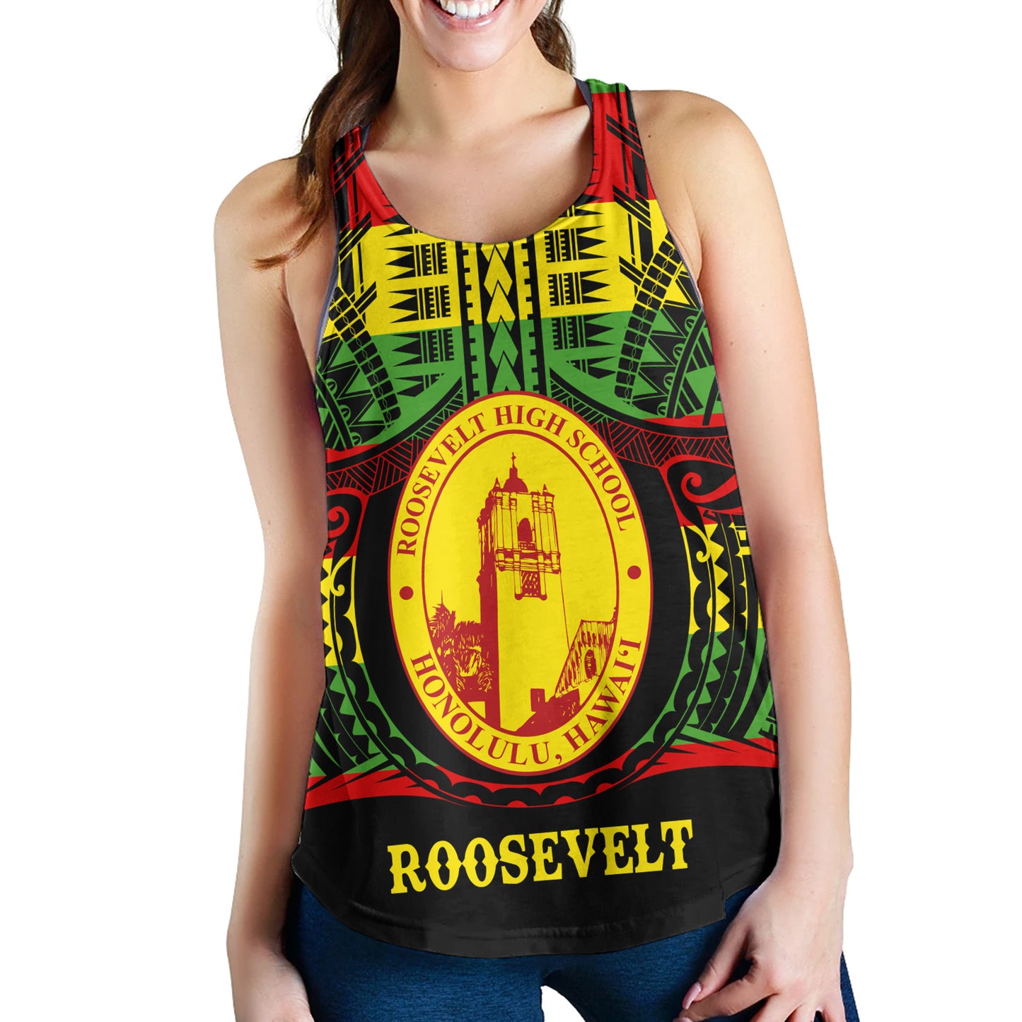 Hawaii Women Tank President Theodore Roosevelt High School Reggae Color Polynesian