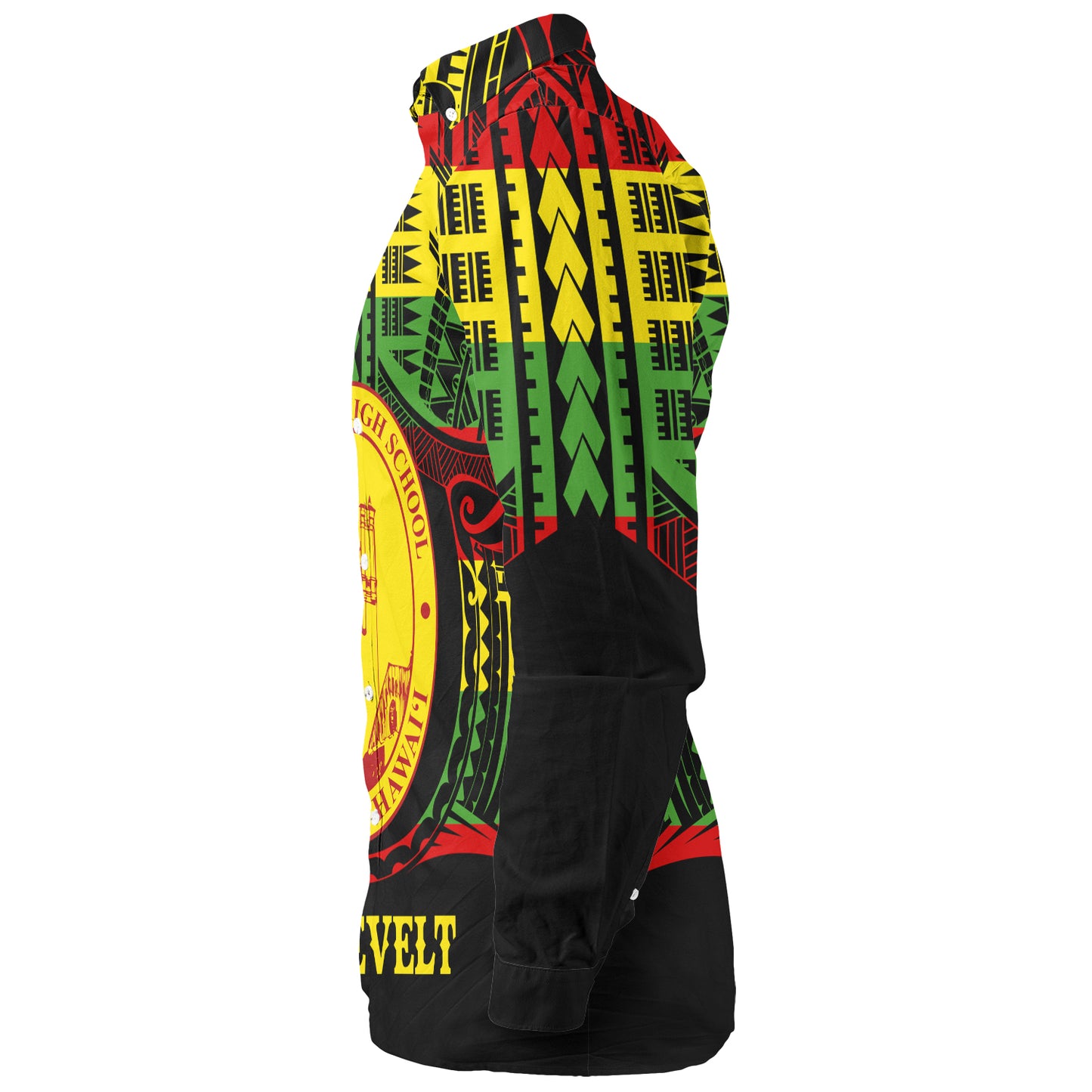 Hawaii Long Sleeve Shirt President Theodore Roosevelt High School Reggae Color Polynesian